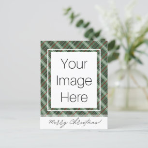 Postal Foto de personalizable Merry Christmas Plaid