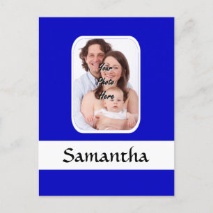 Postal Foto de personalizado azul y blanco