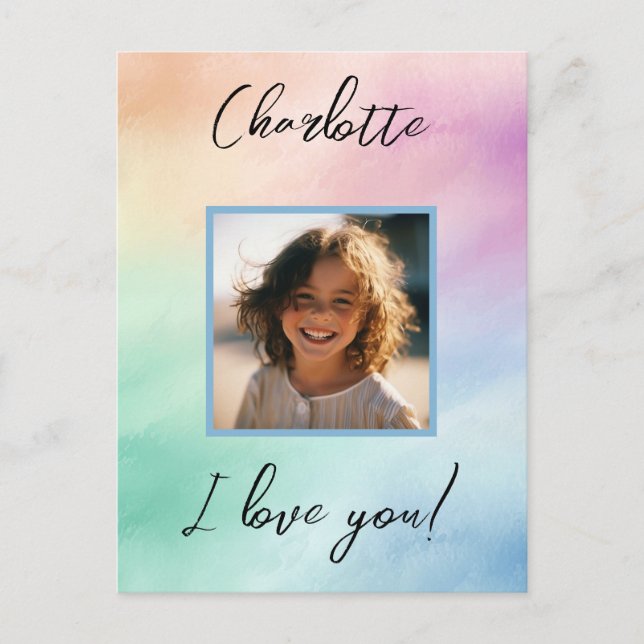 Postal Foto de Personalizado Pastel "Te amo" Nombre perso (Anverso)