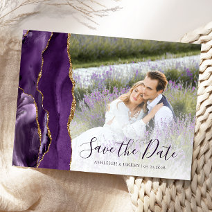 Postal Foto de Personalizado Purple Gold Agate