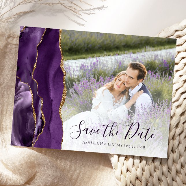 Postal Foto de Personalizado Purple Gold Agate (Subido por el creador)
