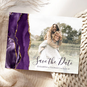Postal Foto de Personalizado Purple Gold Agate