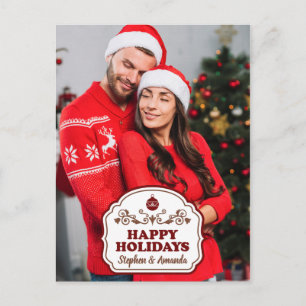 Postal Foto de personalizado y nombres Happy Holidays pos