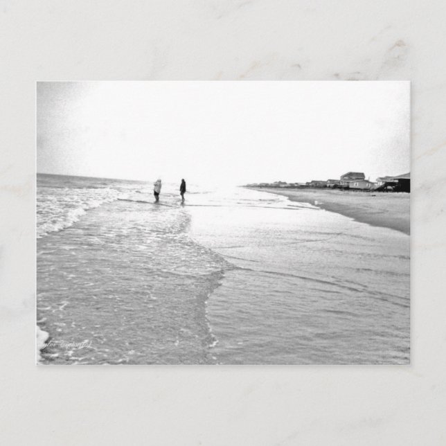 Postal Foto de pesca en blanco y negro (Anverso)