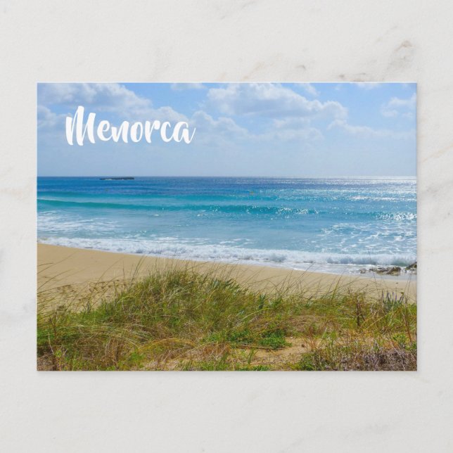 Postal Foto de playa y dunas de Menorca (Anverso)
