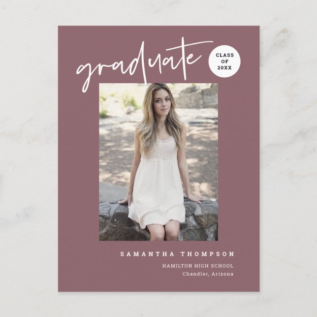 Postal Foto de posgrado de la escuela secundaria moderna  (Anverso)