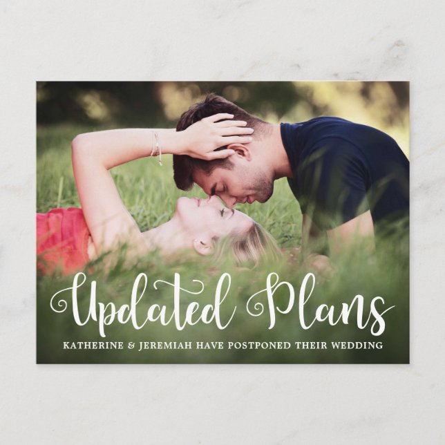 Postal Foto de posposición de Boda de guión moderno (Anverso)