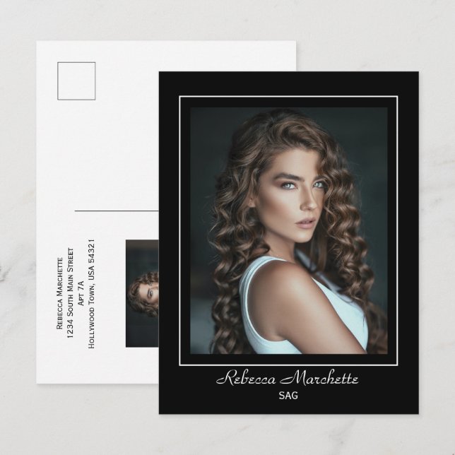 Postal Foto de promoción de talento de actor en la fronte (Anverso / Reverso)