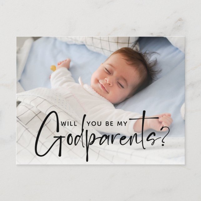Postal Foto de propuesta de padrinos modernos (Anverso)