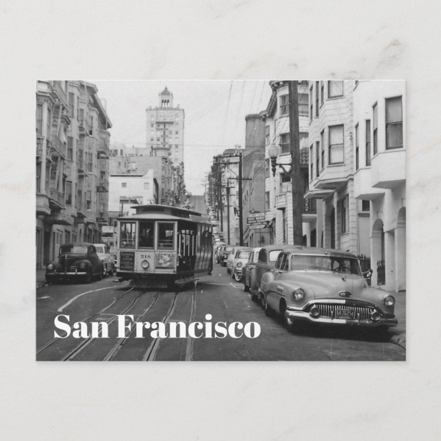 Postal Foto de San Francisco en blanco y negro (Anverso)