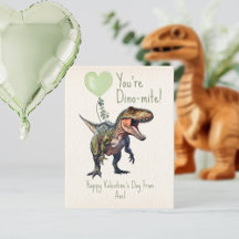 Foto de San Valentín de dinosaurio verde Dino-mite