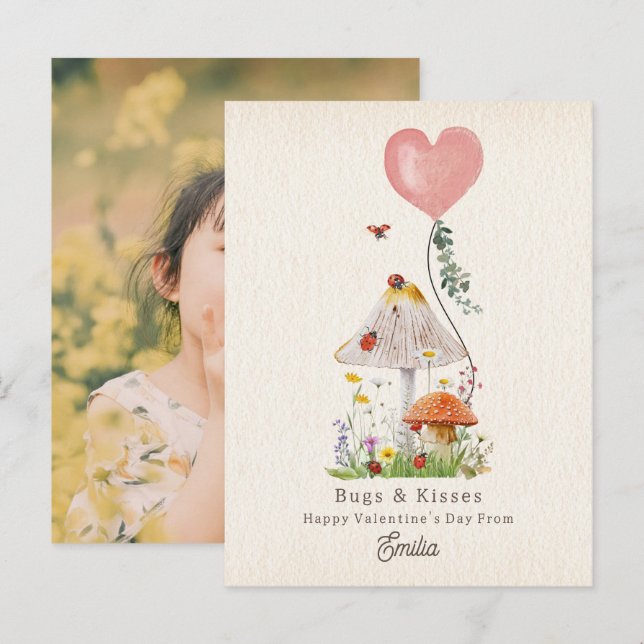 Postal Foto de San Valentín de Lady Bugs & Kisses (Anverso / Reverso)