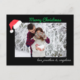 Postal Foto de Santa Hat y Deer Personalizado