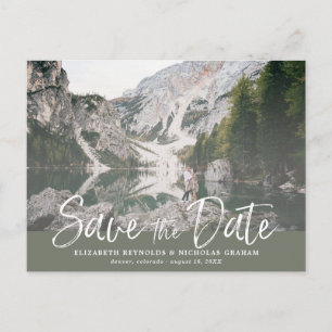 Postal Foto de Save The Date con letra a mano rústica