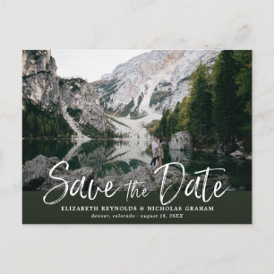 Postal Foto de Save The Date con letra a mano rústica