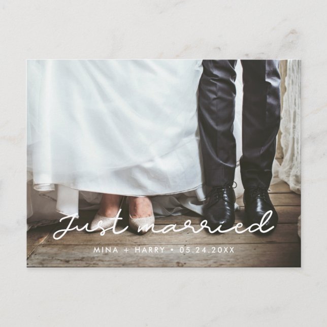 Postal Foto de simple boda casada (Anverso)