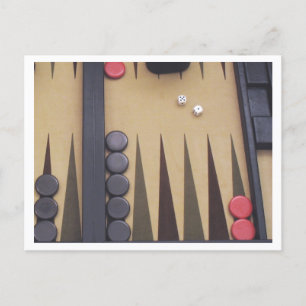 Postal Foto de tablero de juegos de Backgammon roja y neg