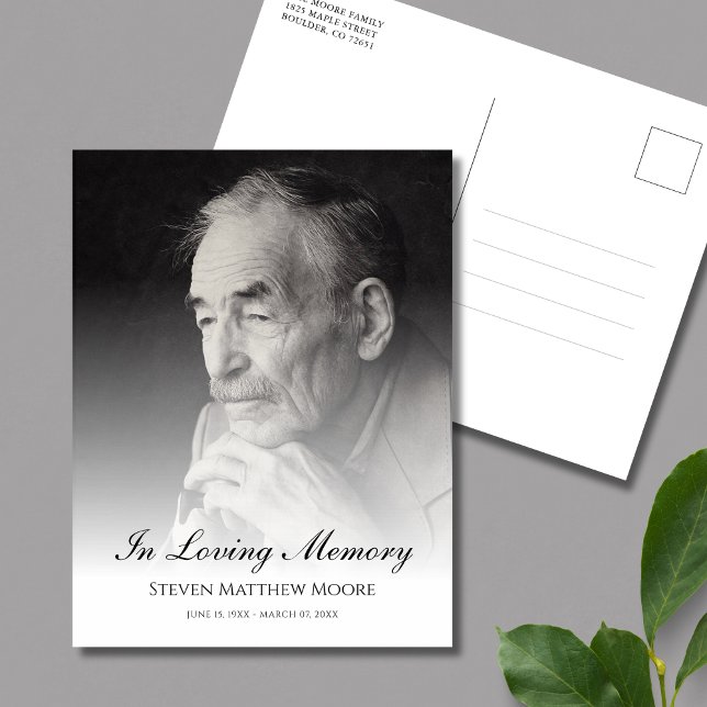 Postal Foto de Tributo Funeral Conmemorativo (Photo Memorial Postcard)