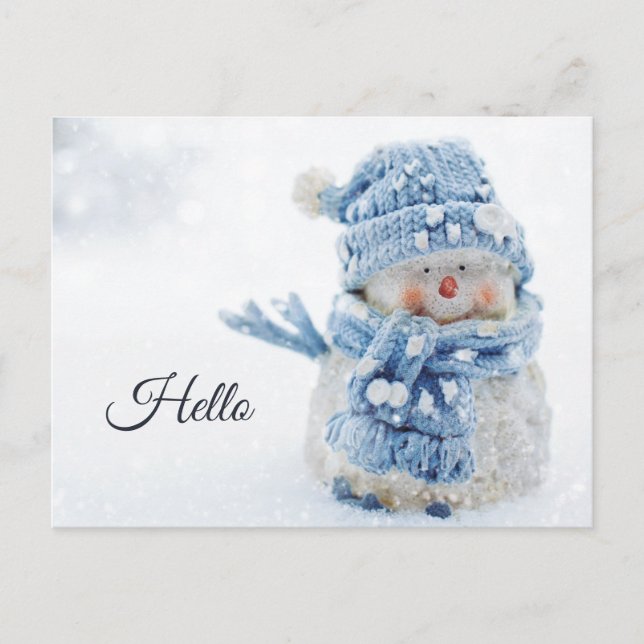Postal Foto de un muñeco de nieve lindo en invierno - Hol (Anverso)