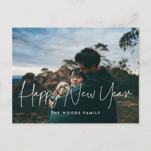 Postal Foto de vacaciones de Año Nuevo minimalista modern