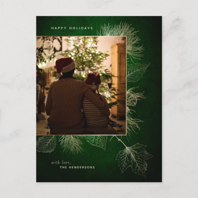 Postal Foto de vacaciones de pino dorado grabado en invie (Anverso)