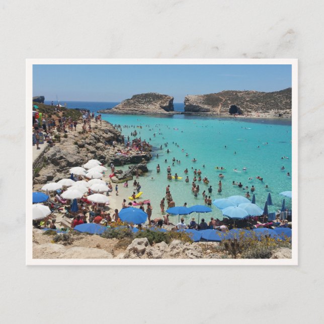 Postal Foto de verano en la playa de la isla de Malta (Anverso)
