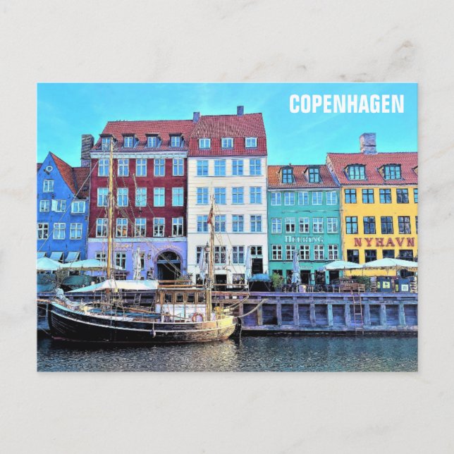 Postal Foto de viaje de Copenhague Dinamarca Nyhavn (Anverso)