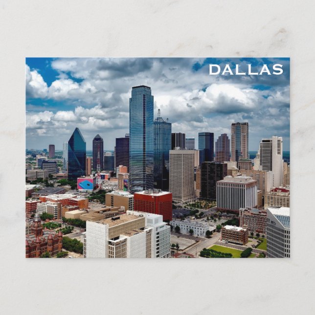 Postal Foto de viaje de Dallas Texas City Skyline (Anverso)