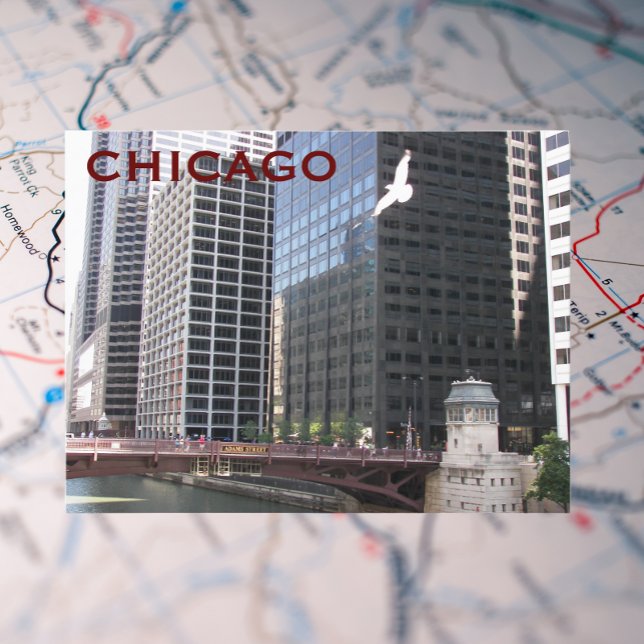 Postal Foto de viaje de la caminata del río Chicago (In Situ Map)