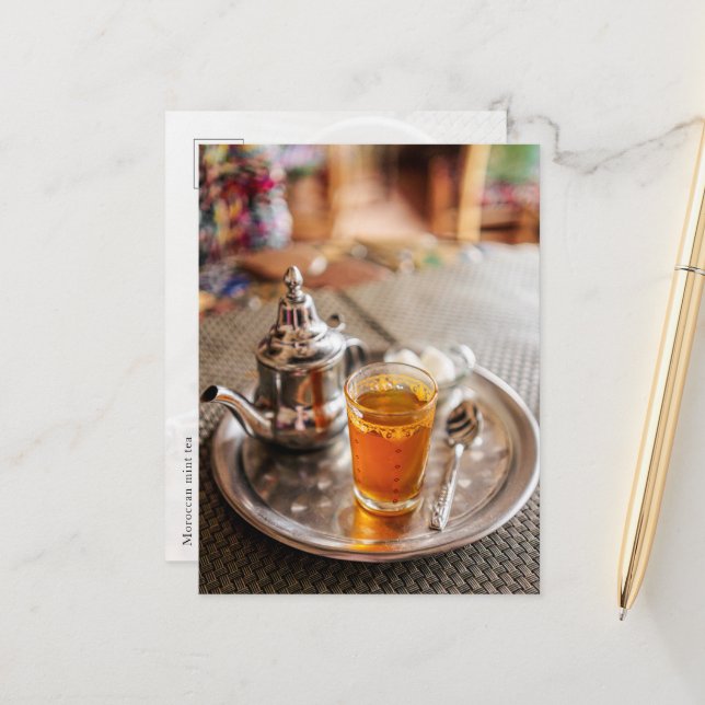 Postal Foto de viaje de té de menta tradicional marroquí (Anverso/Reverso In Situ)