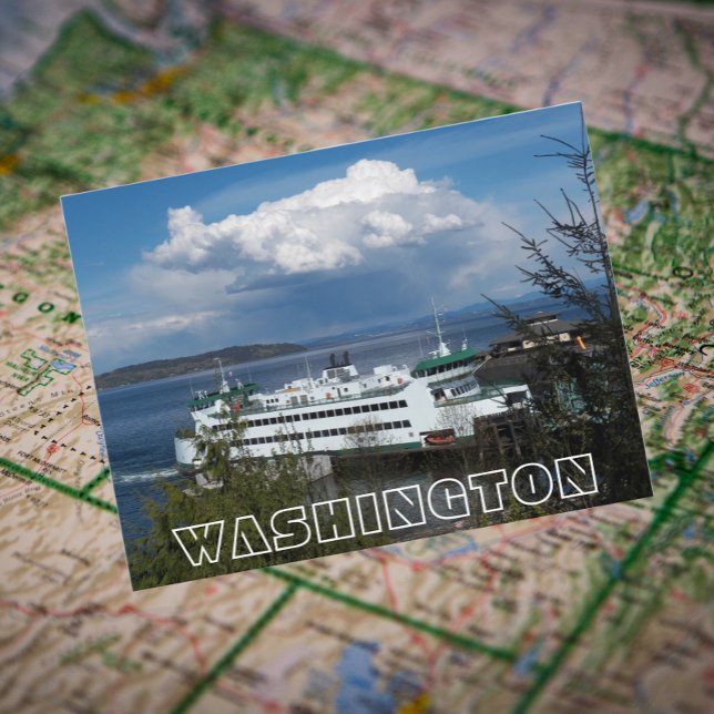 Postal Foto de viaje en ferry del estado de Washington (In Situ Map)
