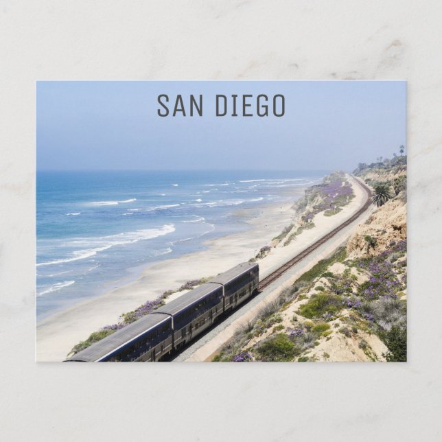 Postal Foto de viaje en tren de San Diego California (Anverso)