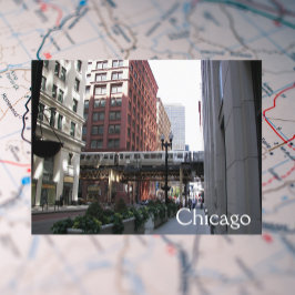 Postal Foto de viaje en tren elevado de Chicago