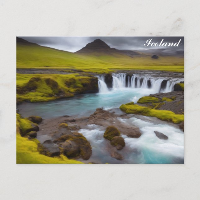 Postal Foto de viaje por cascada de Islandia (Anverso)