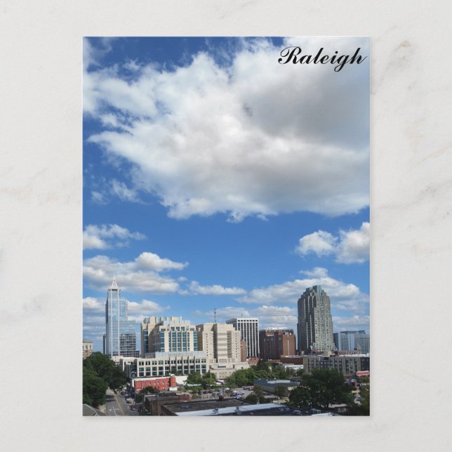 Postal Foto de viaje Raleigh North Carolina City Skyline (Anverso)