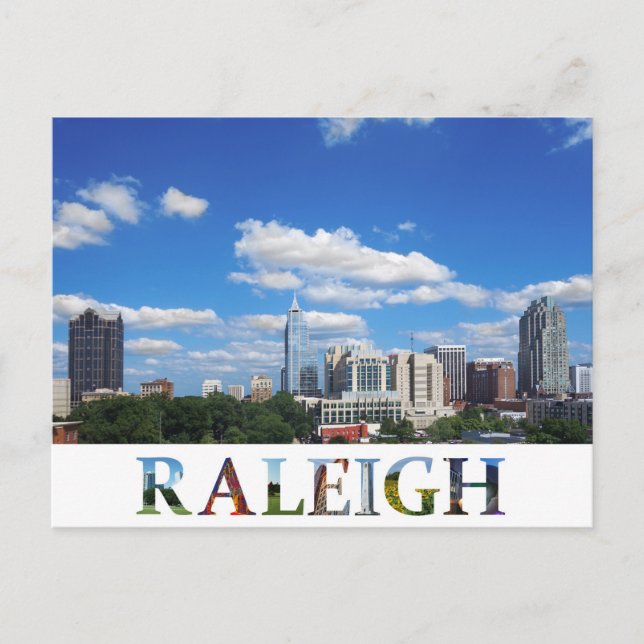 Postal Foto de viaje Raleigh North Carolina City Skyline (Anverso)