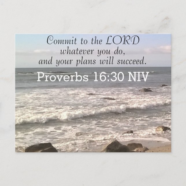 Postal Foto de Wavy Ocean Shore Proverbs Biblia Verse Sea (Anverso)