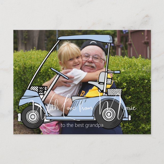 Postal Foto del abuelo del abuelo del carrito de golf (Anverso)