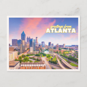 Postal Foto del atardecer en el horizonte de Atlanta Geor