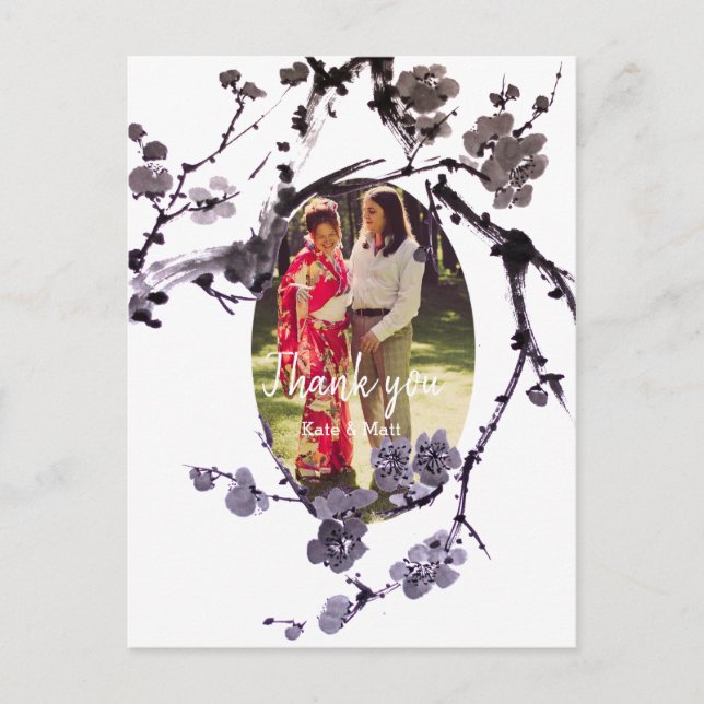 Postal Foto del Boda de Plum blossom sumie (Anverso)