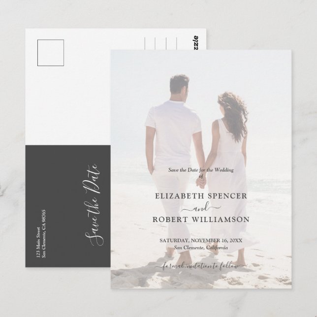 Postal Foto del Boda de presupuesto Guardar la fecha (Anverso / Reverso)