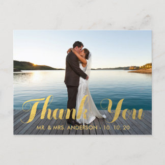 POSTAL FOTO DEL BODA DEL RELIEVE METALIZADO DORADO FAUX G