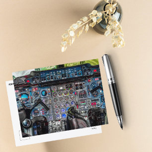Postal Foto del cockpit del avión, Cumpleaños de aviación
