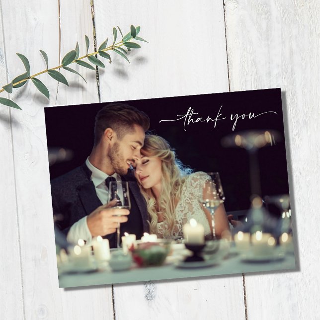 Postal Foto del Día de la Boda Gracias (Wedding Day Photo Thank You Postcard)