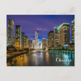 Postal Foto del horizonte del río Chicago Illinois por la