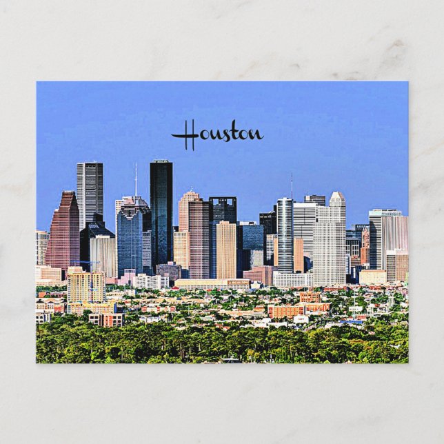 Postal Foto del paisaje urbano escénico de Houston, Texas (Anverso)