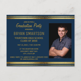 Postal Foto del partido de graduación Navy Blue Gold