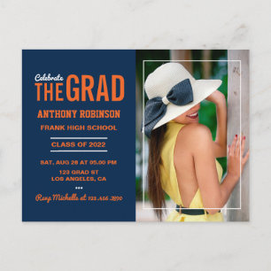 Postal Foto del partido naranja y graduación azul