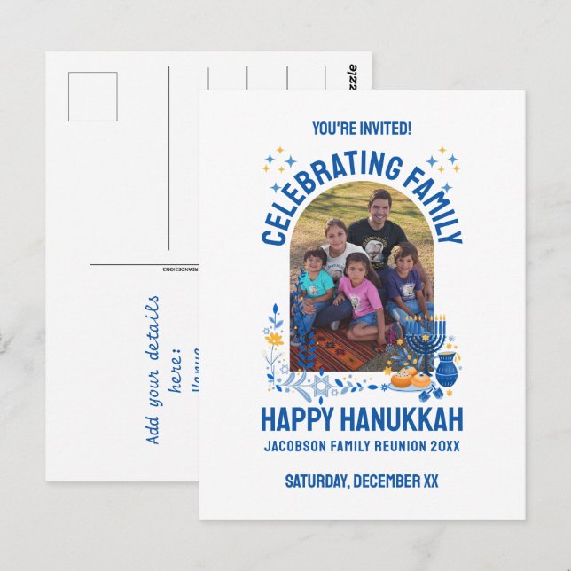 Postal Foto del Personalizable de REUNIÓN FAMILIAR HANUKK (Anverso / Reverso)