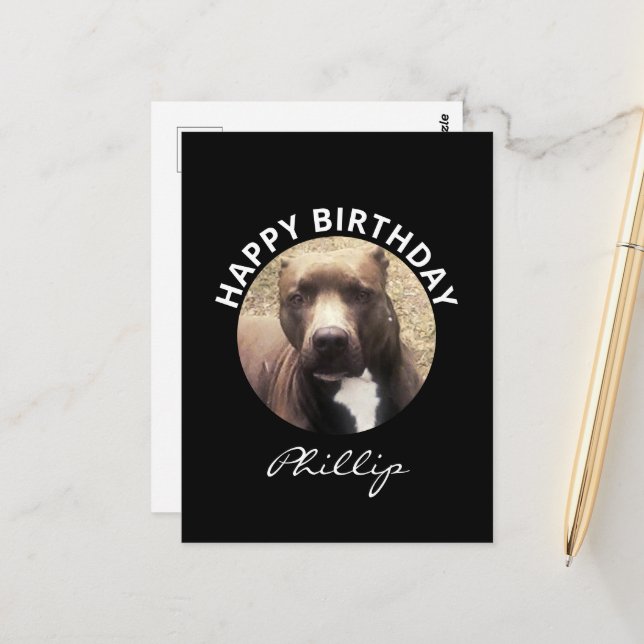 Postal Foto del Personalizado de cumpleaños del Bulldog P (Anverso/Reverso In Situ)